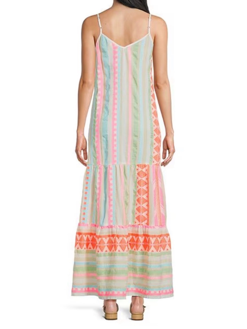 Elan Pastel Striped Maxi Dress in Coral, Mint & Sky